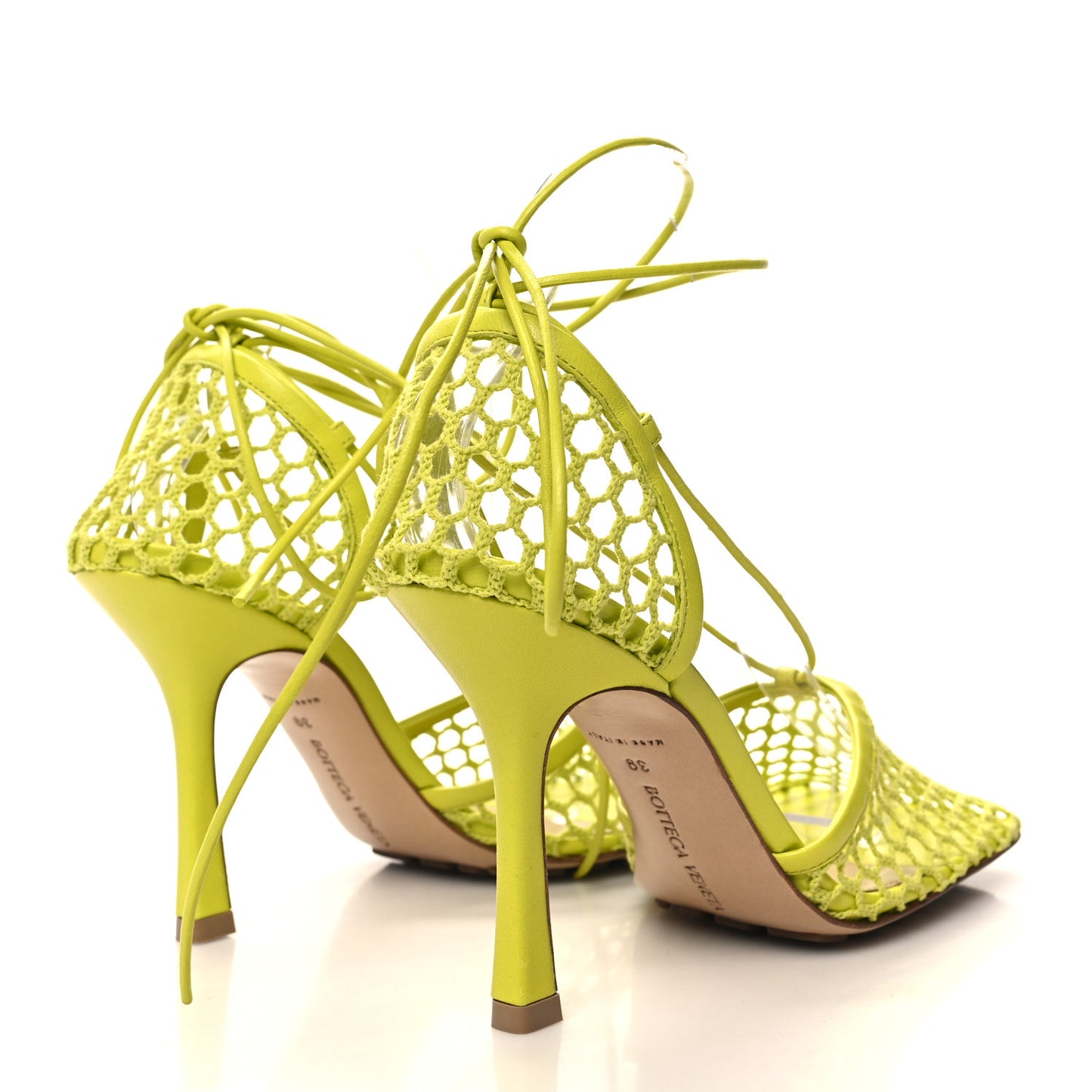 Mesh Nappa Stretch Ankle Tie Sandals 39 Kiwi