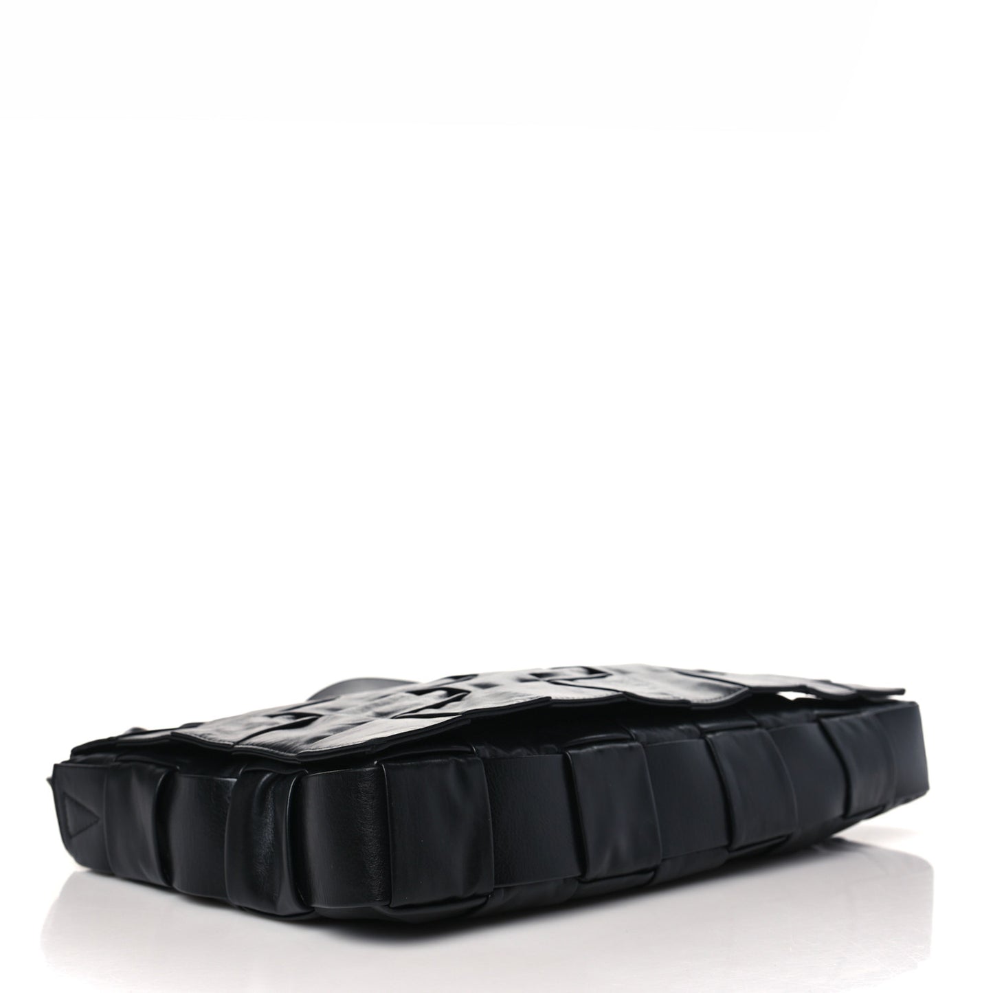 Paper Calfskin Maxi Intreccio Large Cassette Crossbody Bag Black