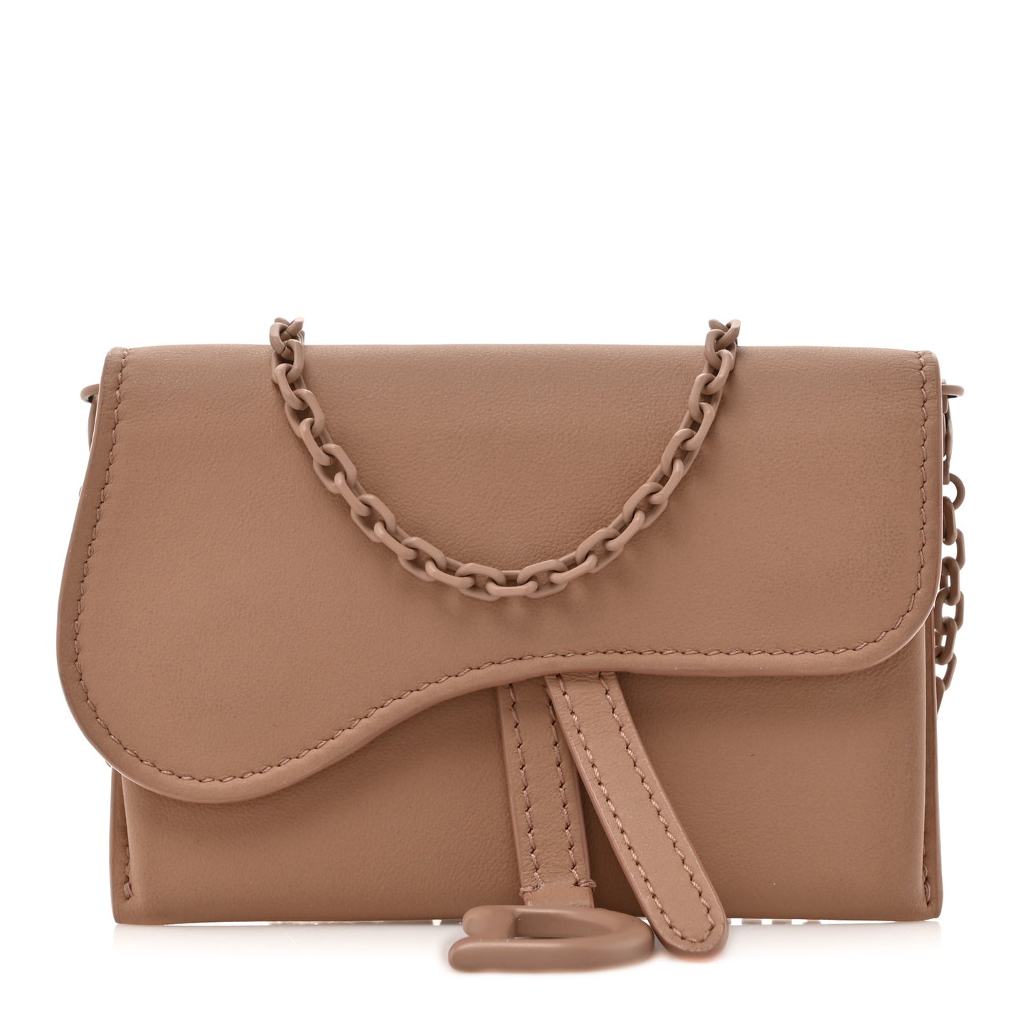 Ultra Matte Calfskin Nano Saddle Chain Pouch Rose Des Vents