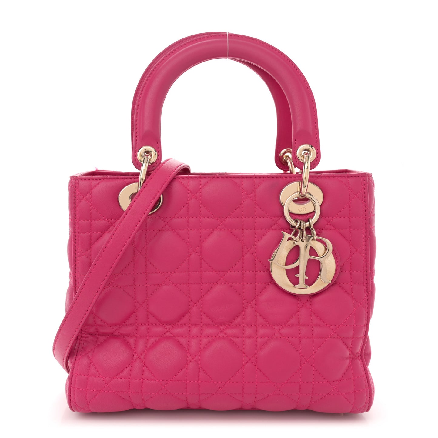 Lambskin Cannage Medium Lady Dior Fuchsia