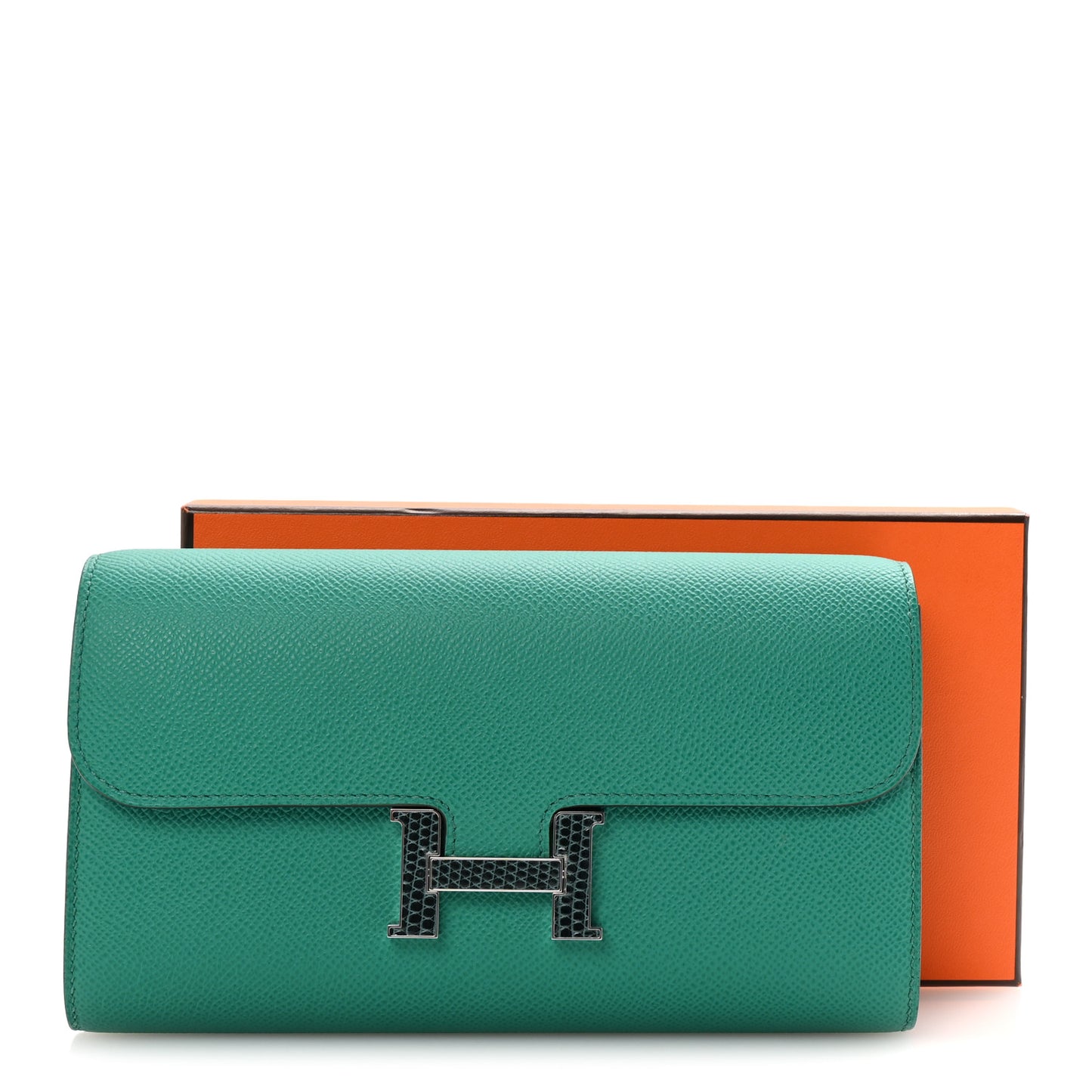 Epsom Lizard Constance Wallet To Go Vert Jade Vert Cypress