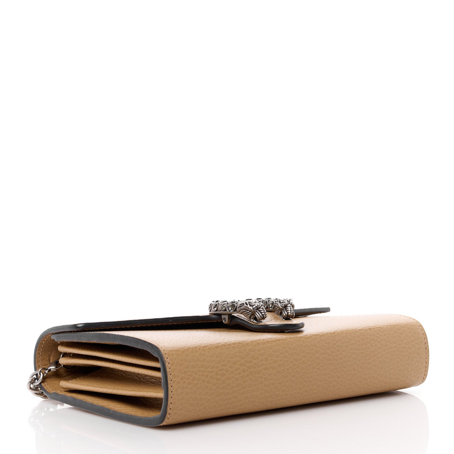 Dollar Calfskin Crystal Mini Dionysus Chain Wallet Natural Tan Black Diamond
