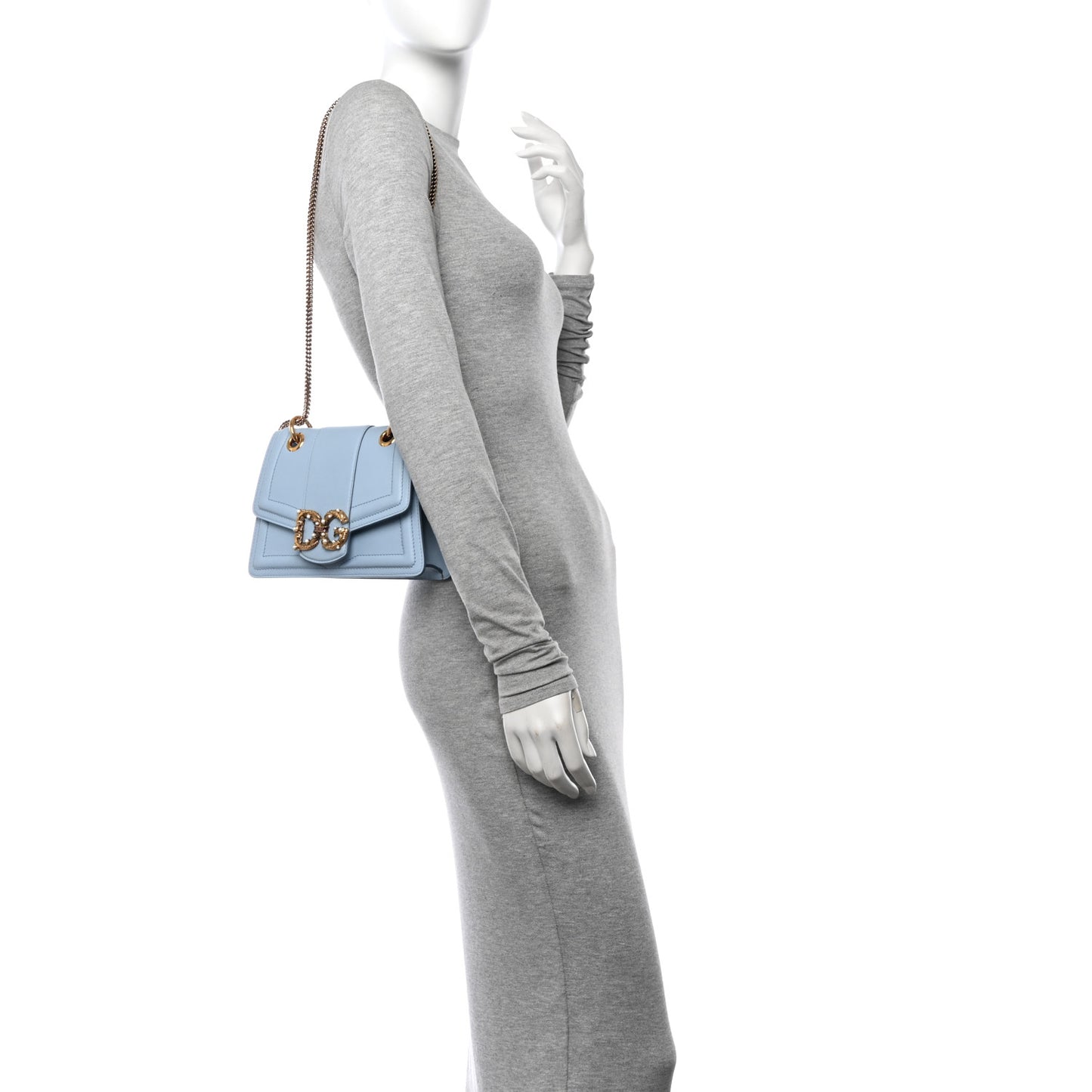 Smooth Calfskin Small DG Amore Envelope Bag Cielo