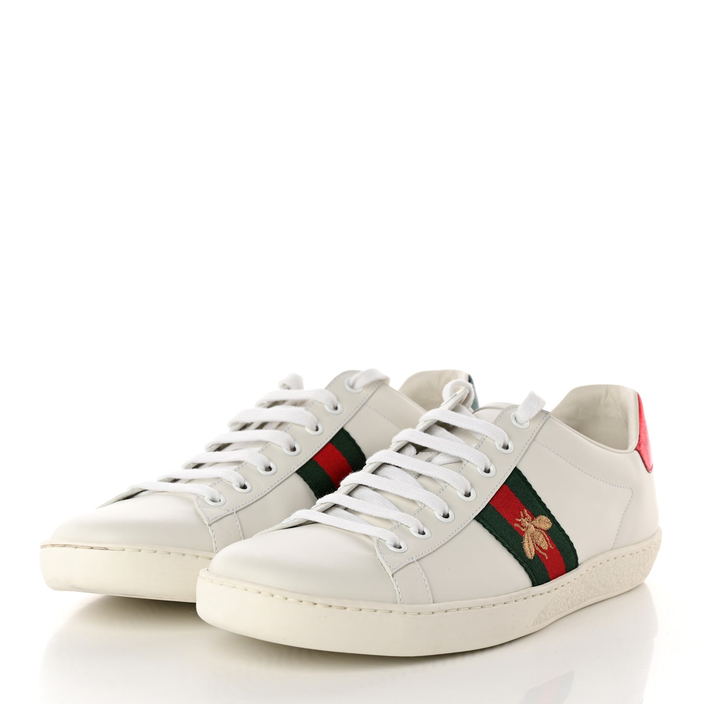 Calfskin Ayers Bee Embroidered Womens Ace Sneakers 41.5 White Green