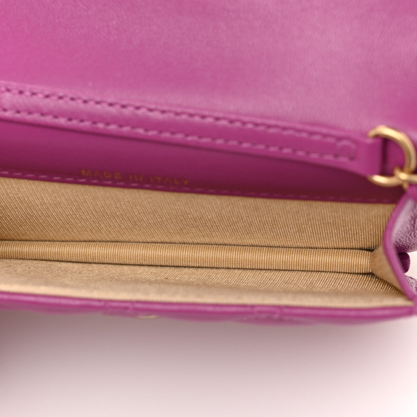 Lambskin Quilted Pearl Crush Clutch With Chain Purple
