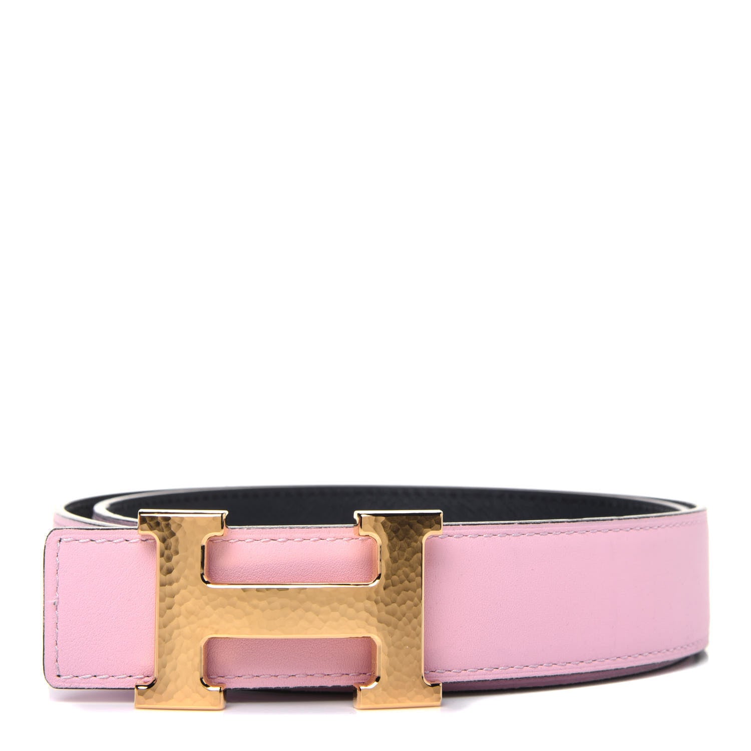 HERMES ピンク レザー ベルト H型バックル 箱付き Hermes Box Togo 32mm Martelee H Belt 95 Rose Sakura Blue Nuit