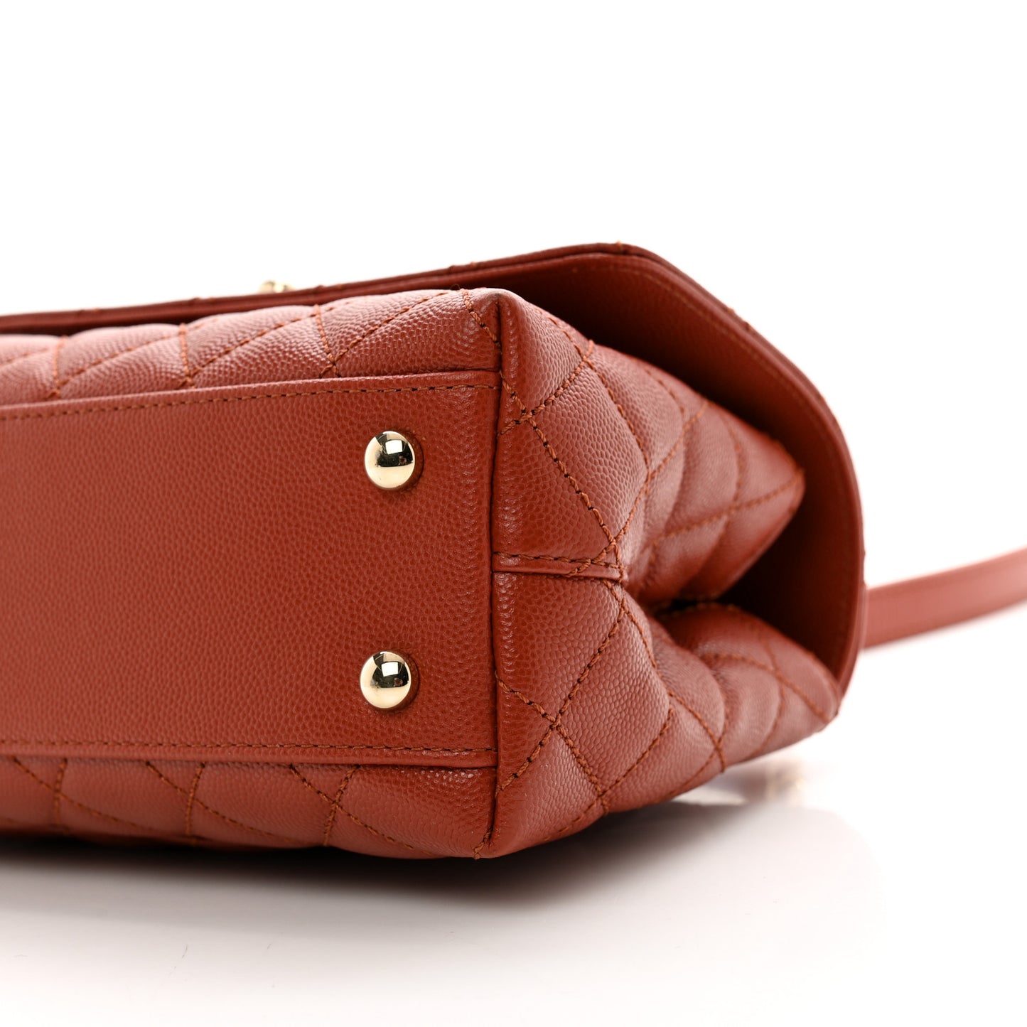 Caviar Quilted Mini Coco Handle Flap Brown