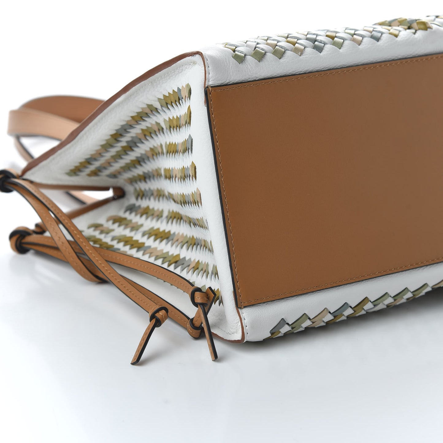 Calfskin Woven Small Cushion Tote Multicolor