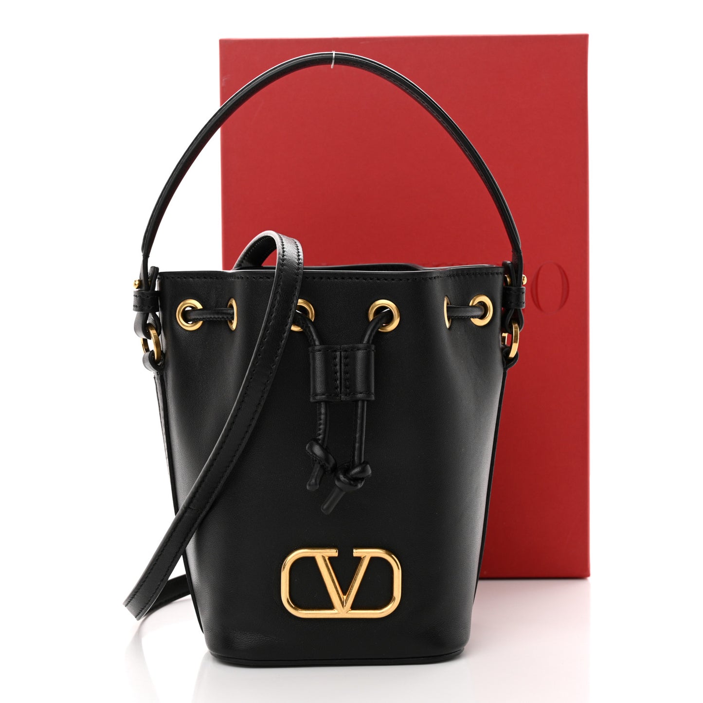 Nappa Mini VLogo Signature Bucket Bag Black