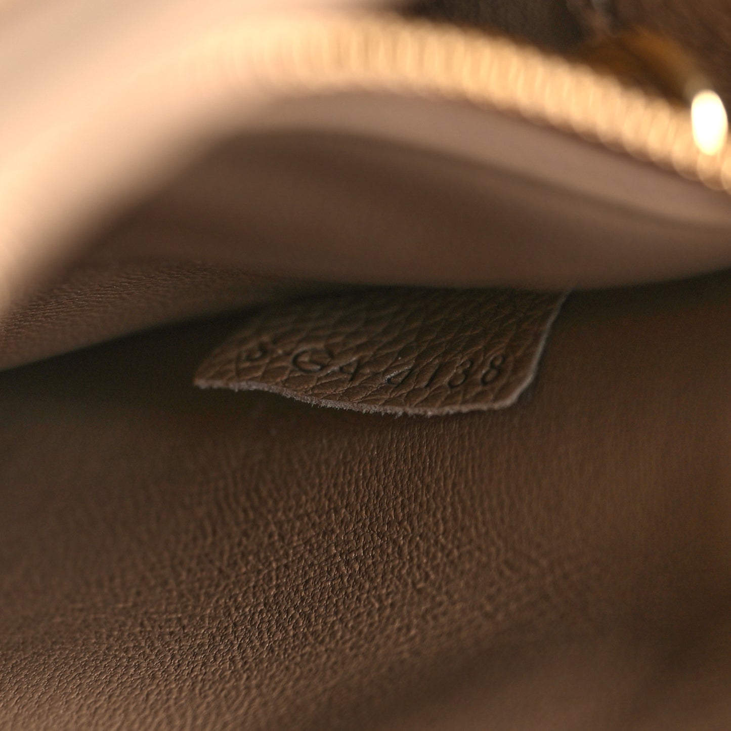 Grained Calfskin Small 16 Top Handle Bag Beige