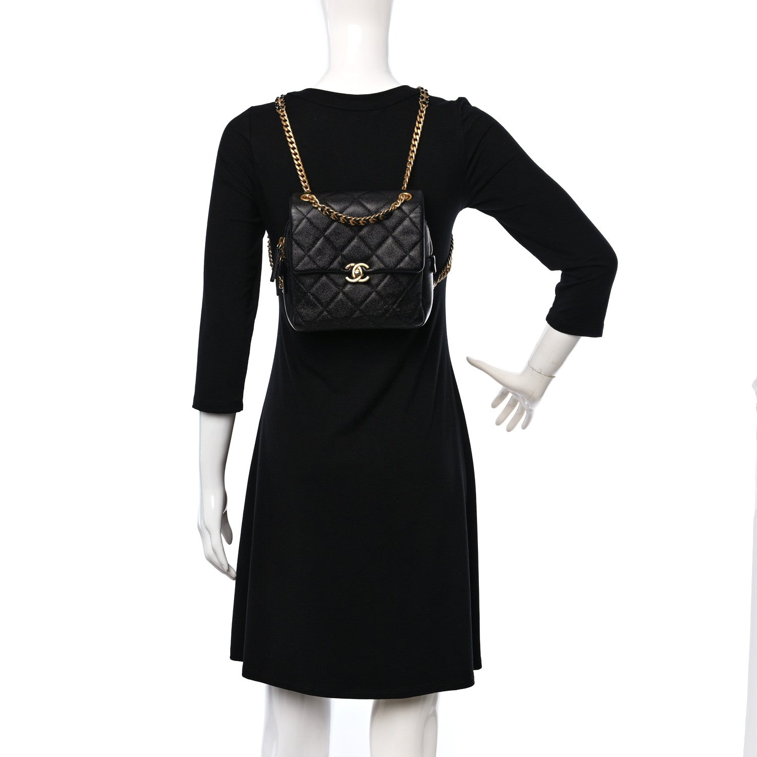 Chanel Shiny Caviar Quilted Chain Melody Backpack Black 2 of 10