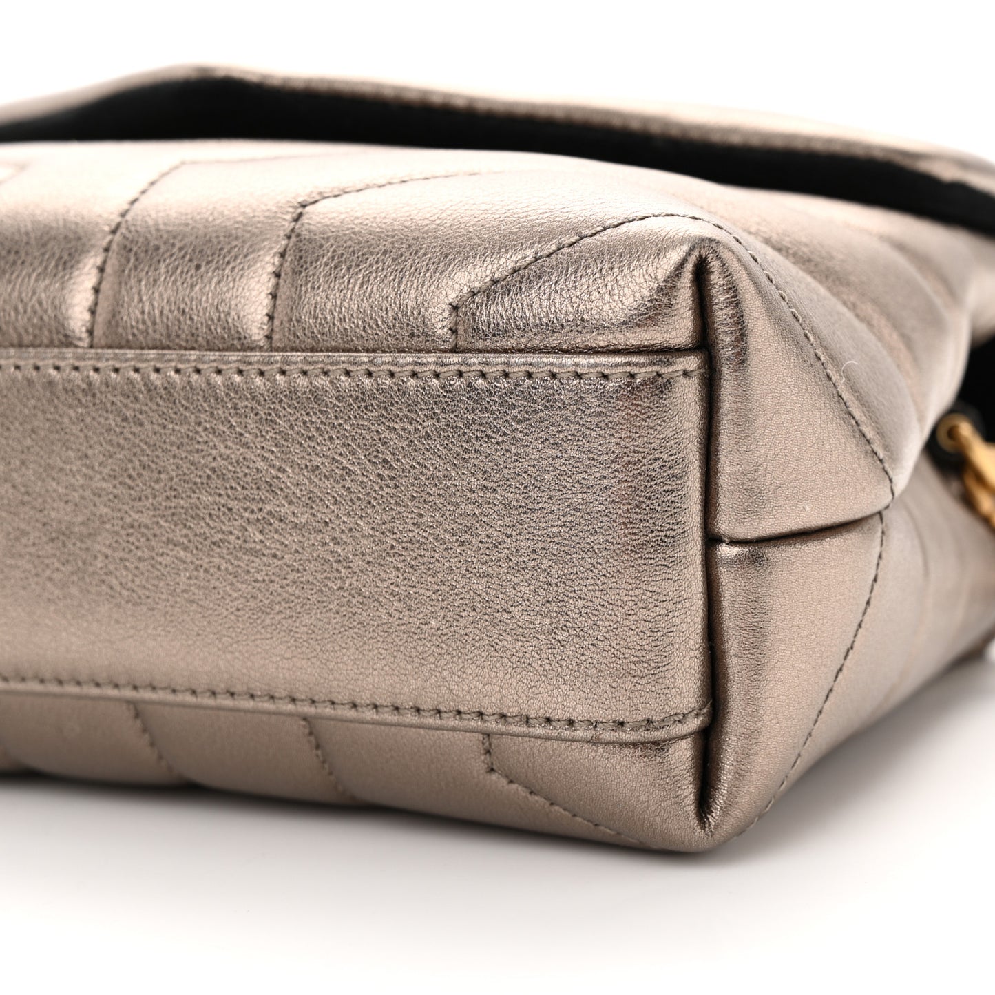 Metallic Calfskin Y Quilted Monogram Toy Loulou Crossbody Bag Piombo