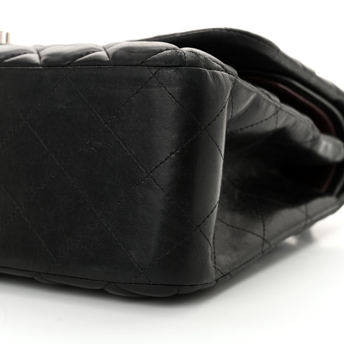 Lambskin Quilted Jumbo Double Flap Black