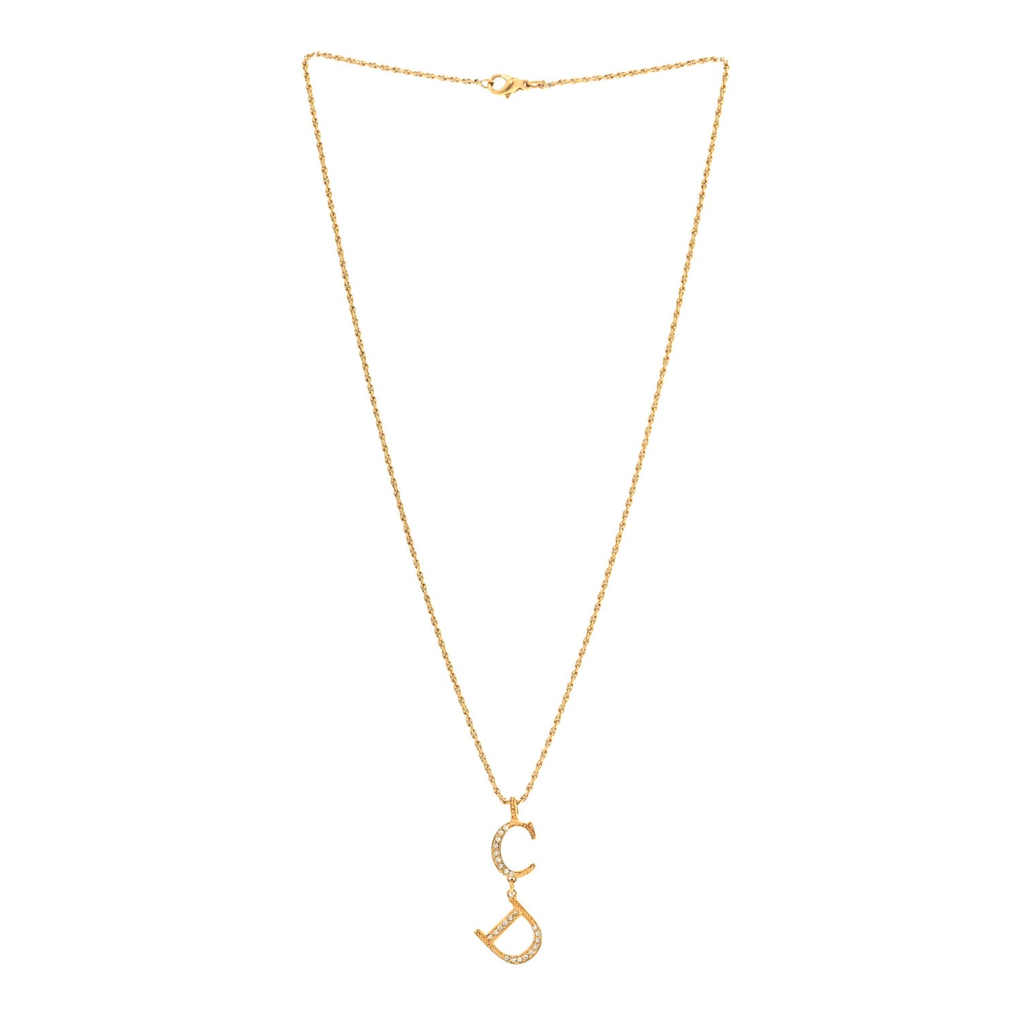 Metal Crystal CD Necklace Gold