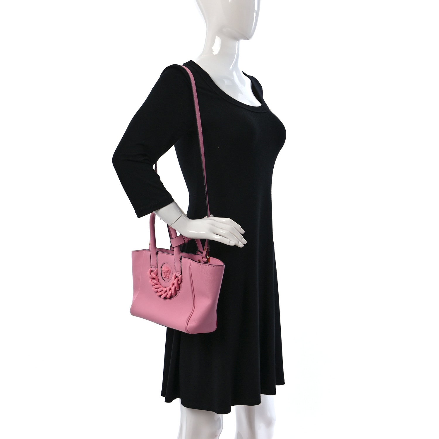 Versace Grained Calfskin Small La Medusa Chain Tote Pink 2 of 14