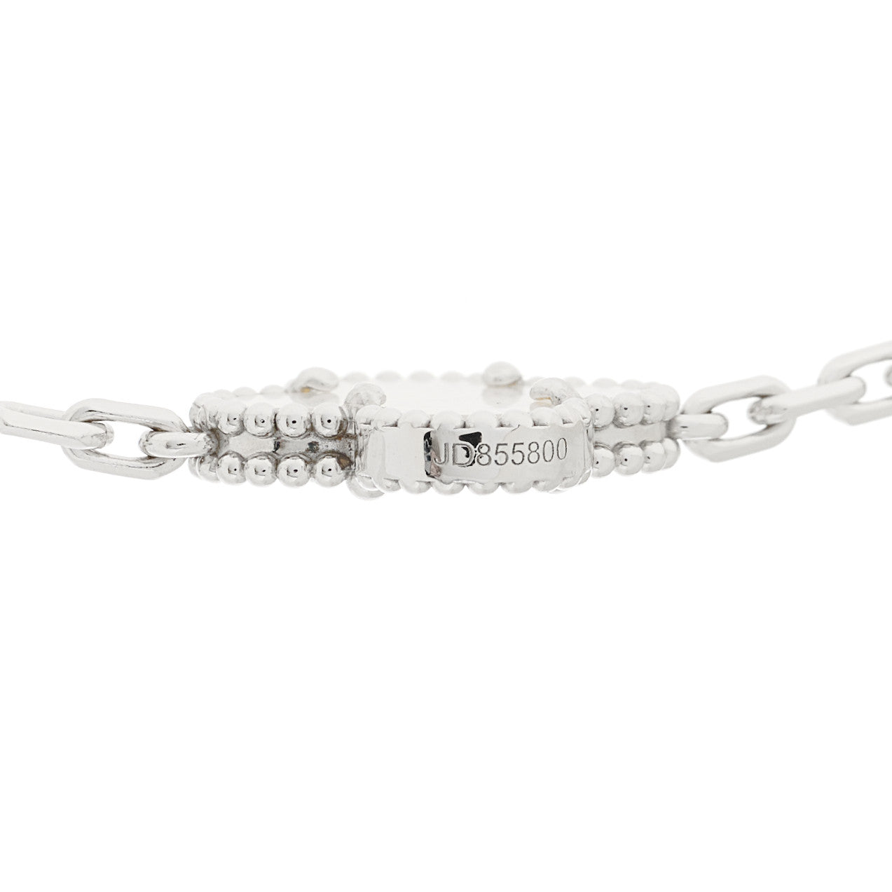 18K White Gold Mother of Pearl 10 Motifs Vintage Alhambra Necklace