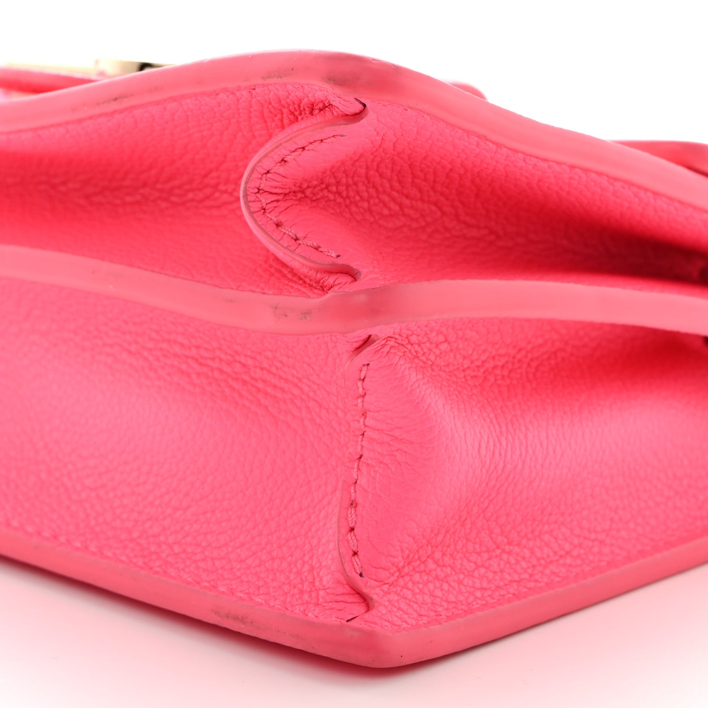 Grained Calfskin Tufted Monogram Mini Dauphine Fluo Pink