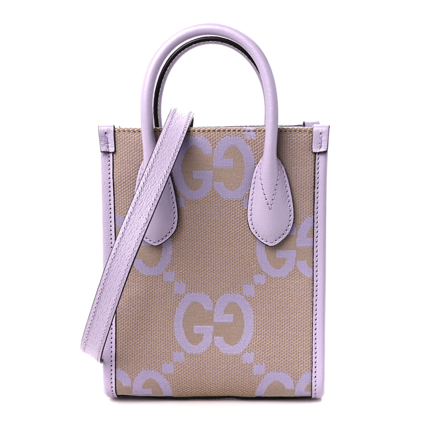 Monogram Jumbo GG Textured Dollar Calfskin Mini Tote Bag Beige Lapis