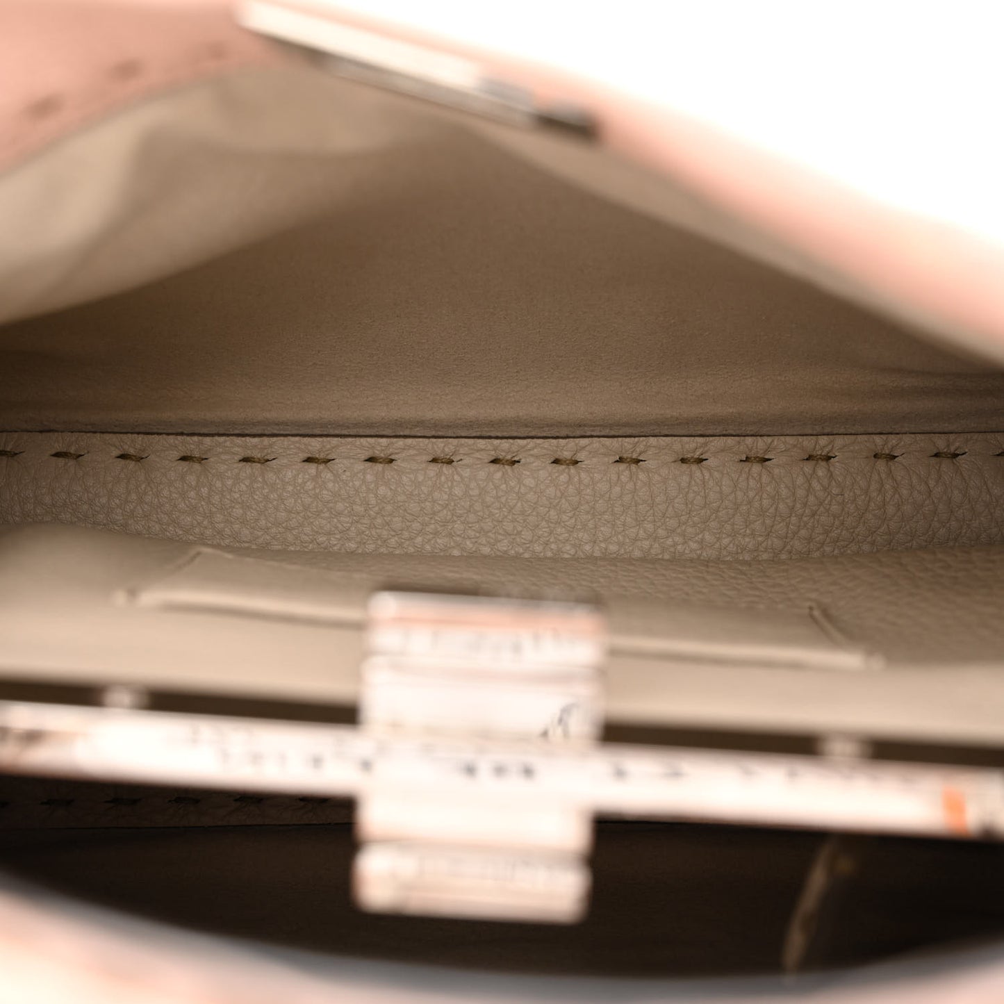 Cuoio Romano Selleria Bi-Color Mini Peekaboo Iconic Satchel Cipria Latte