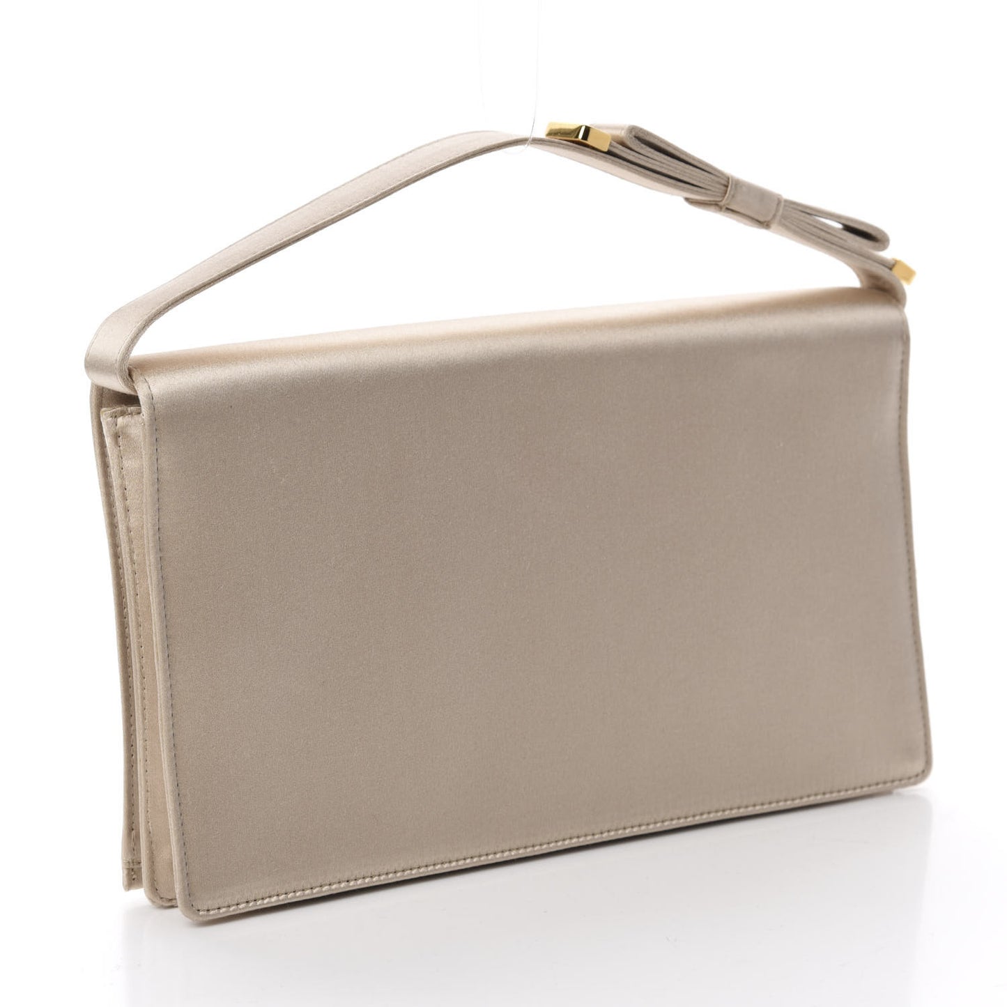 Satin Flap Clutch Bag Sabbia