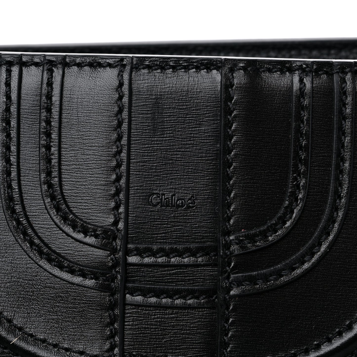 Shiny Grained Calfskin Marcie Clutch Black