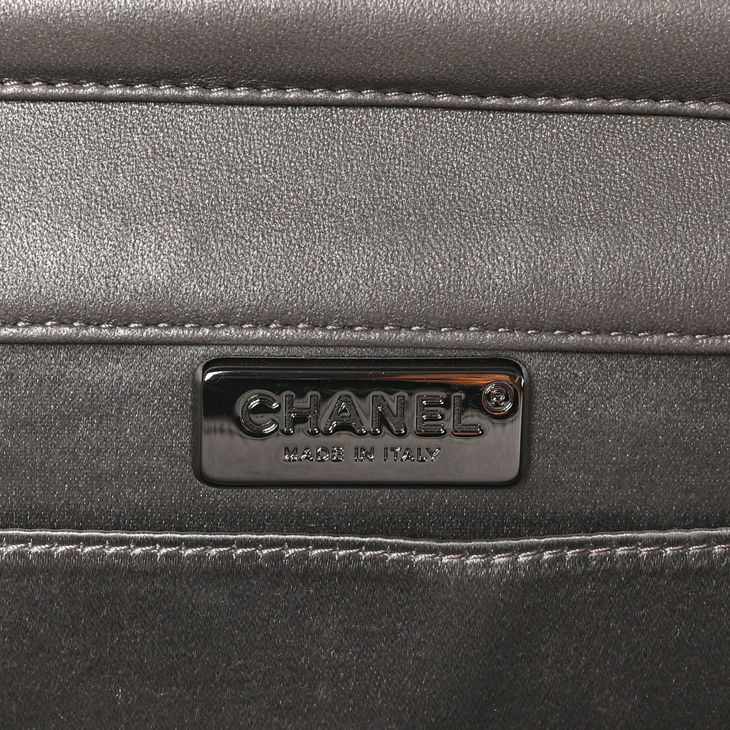 Lambskin Chocolate Bar Piercing CC Studded Small Chain Flap Bag Grey