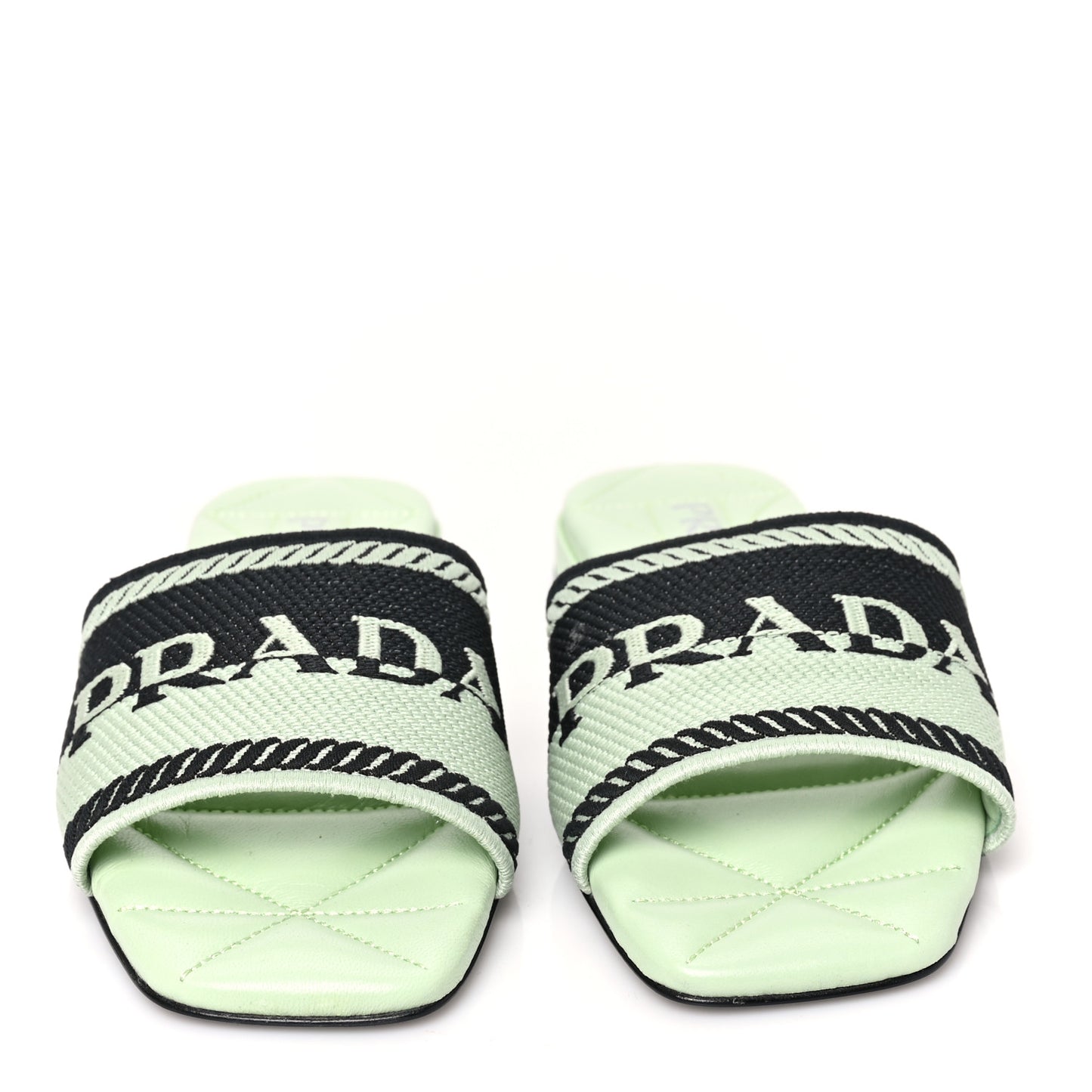 Fabric Logo Embroidered 10mm Slide Sandals 35 Black Acqua