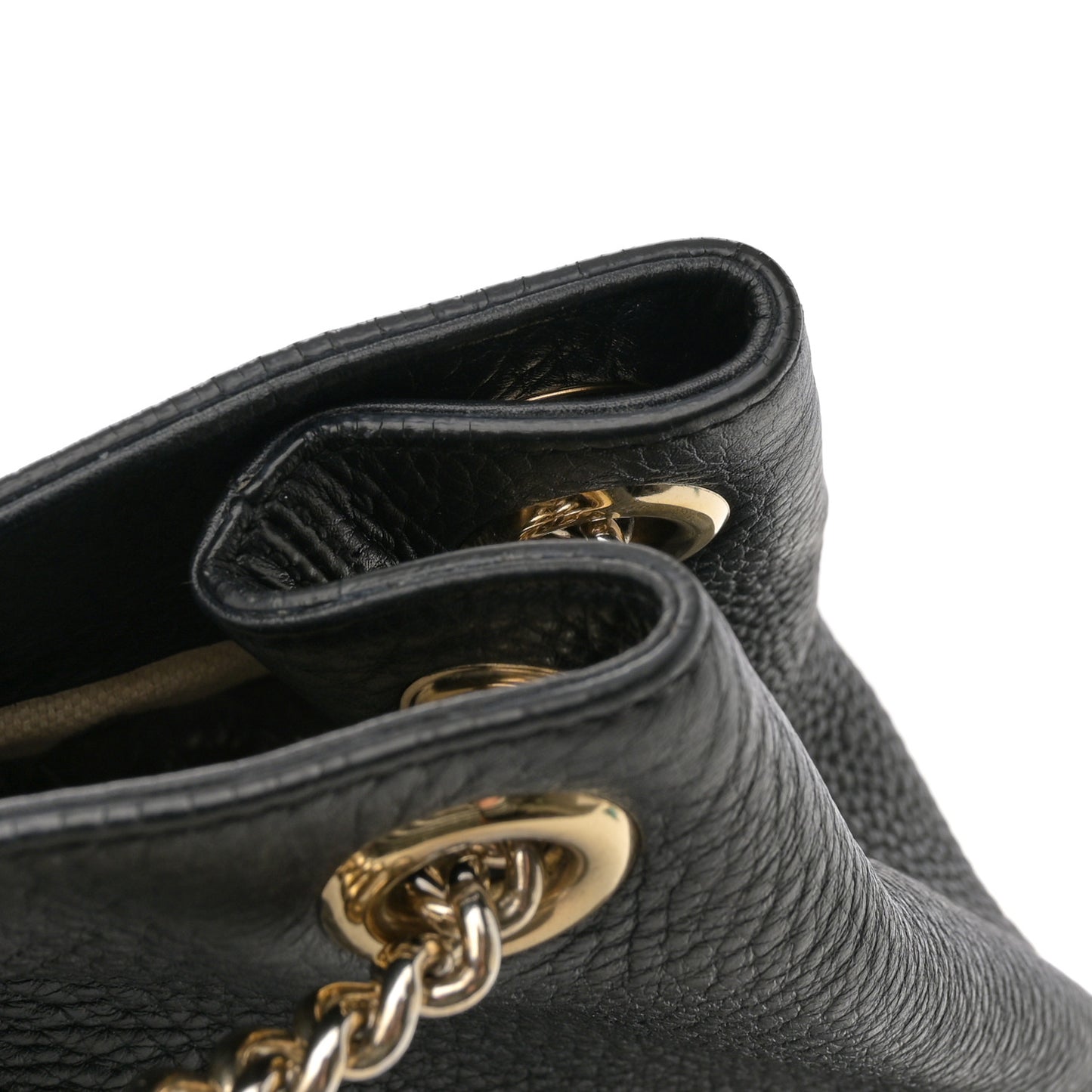 Pebbled Calfskin Medium Soho Chain Shoulder Bag Black