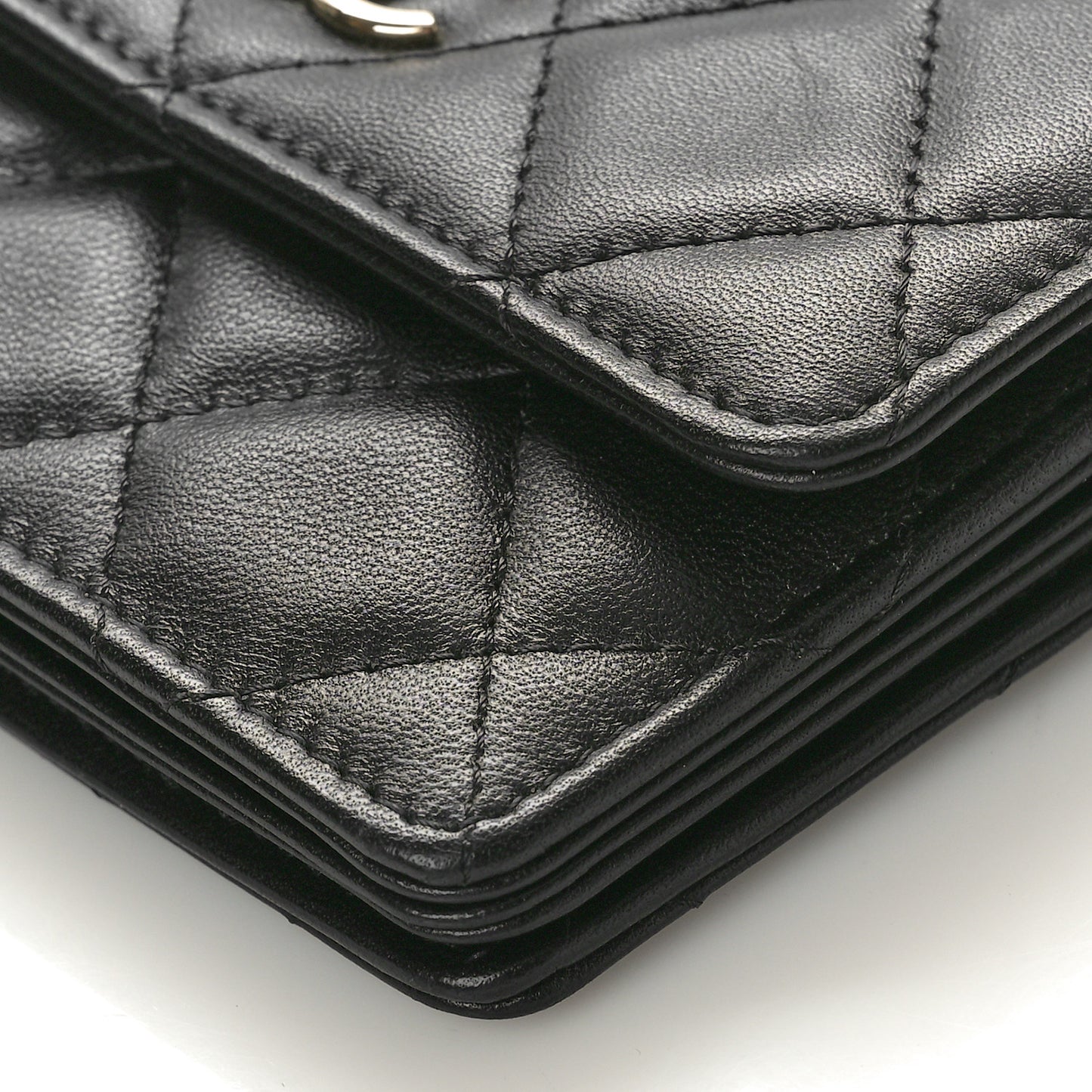 Lambskin Quilted My Chanel Lady Card Holder On Chain Black