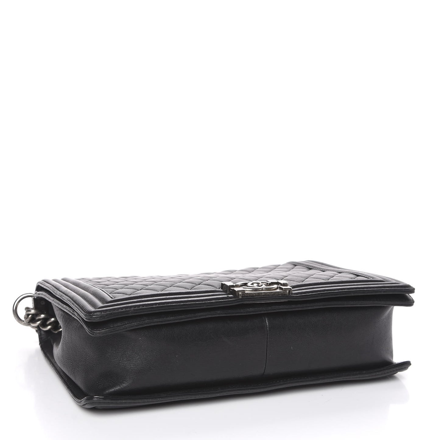 Lambskin Quilted Large Boy Flap Black