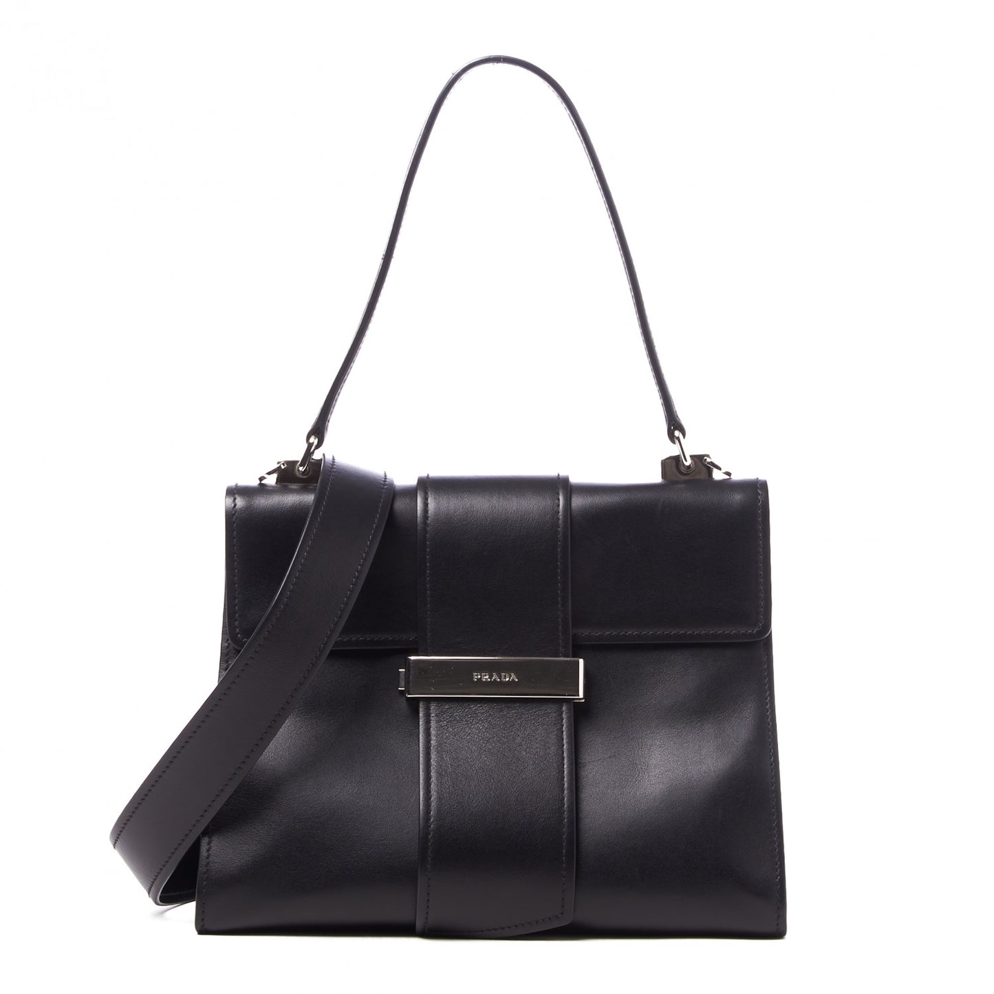 City Calf Ribbon Shoulder Bag Black