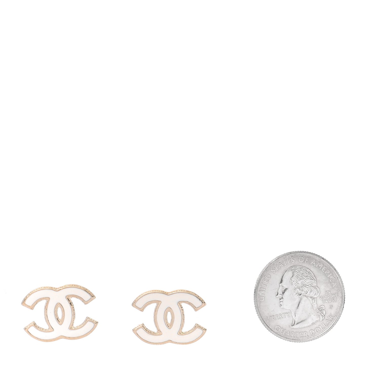 Enamel CC Earrings Gold White