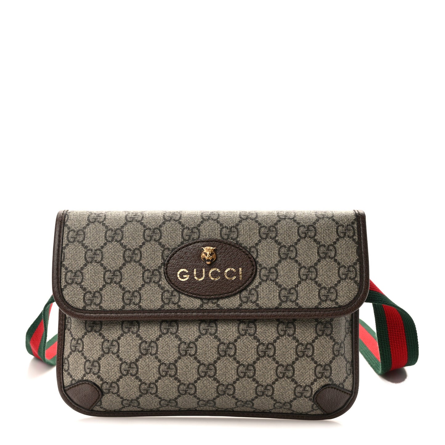 GG Supreme Monogram Neo Vintage Web Belt Bag Brown