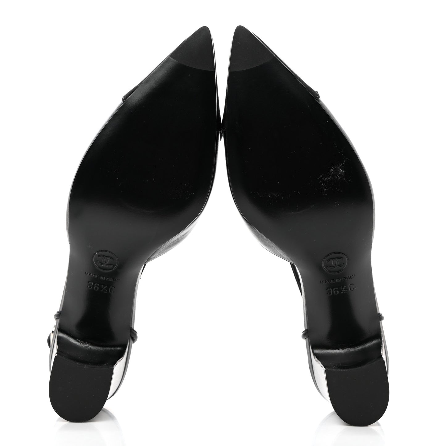 Lambskin Satin Slingback Cap Toe Bow Pumps 36.5 Black