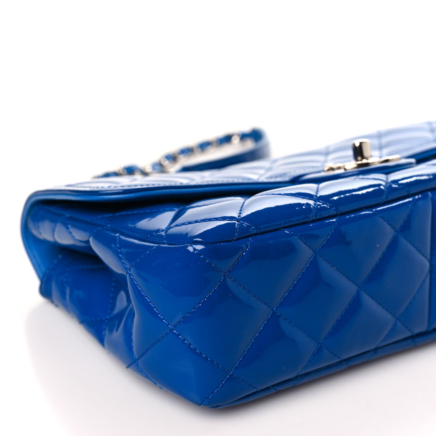 Patent Quilted Large Coco Shine Flap Blue