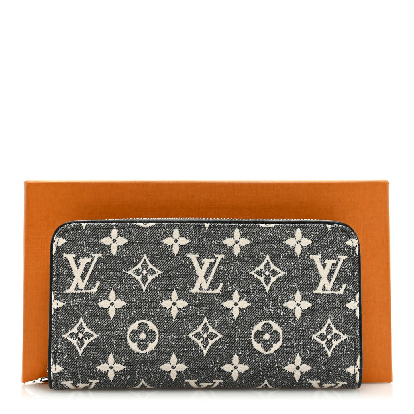 LOUIS VUITTON Denim Monogram Jacquard Zippy Wallet Grey