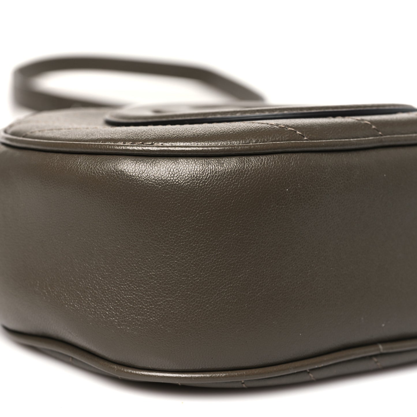 Sakai Be Green Calfskin Diagonal Stitched Mini Blondie Shoulder Bag Craclet Brown