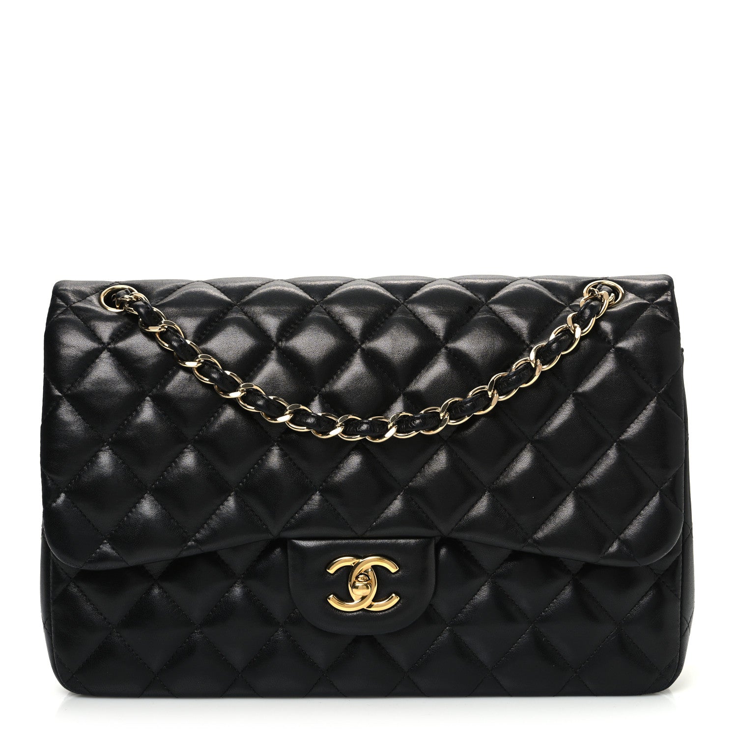 Chanel Lambskin Quilted Jumbo Double Flap Black 1 of 10