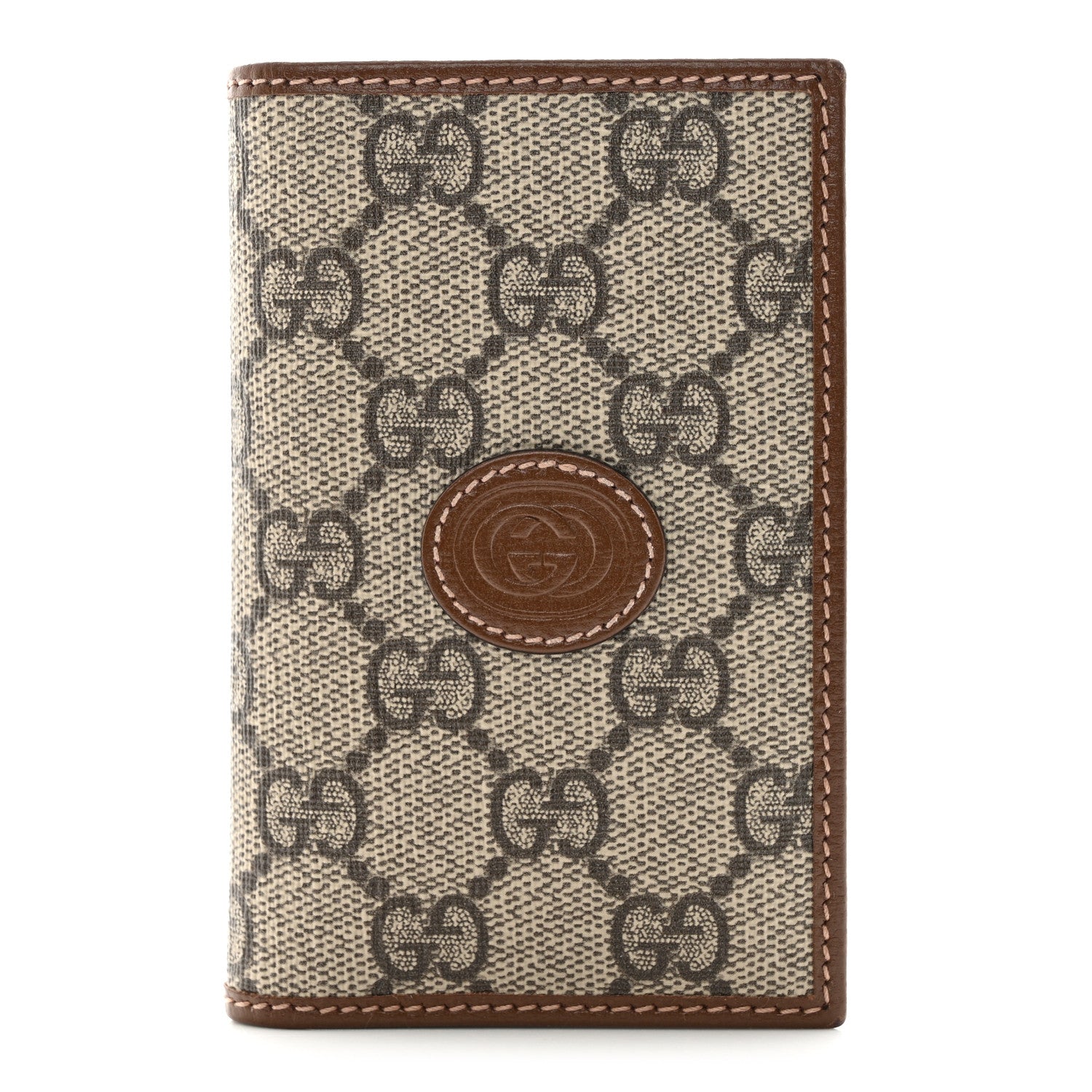 Gucci GG Supreme Monogram Azalea Calfskin Retro Interlocking G Card Case Beige Ebony Brown Sugar 1 of 11