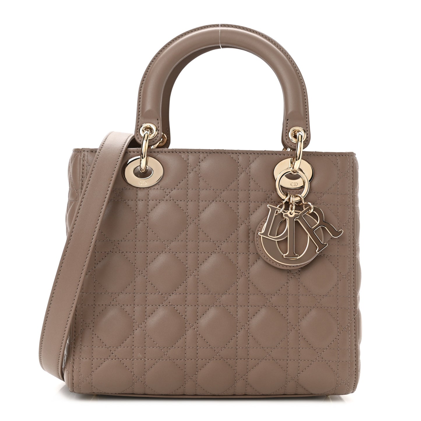 Lambskin Cannage Medium Lady Dior Warm Taupe