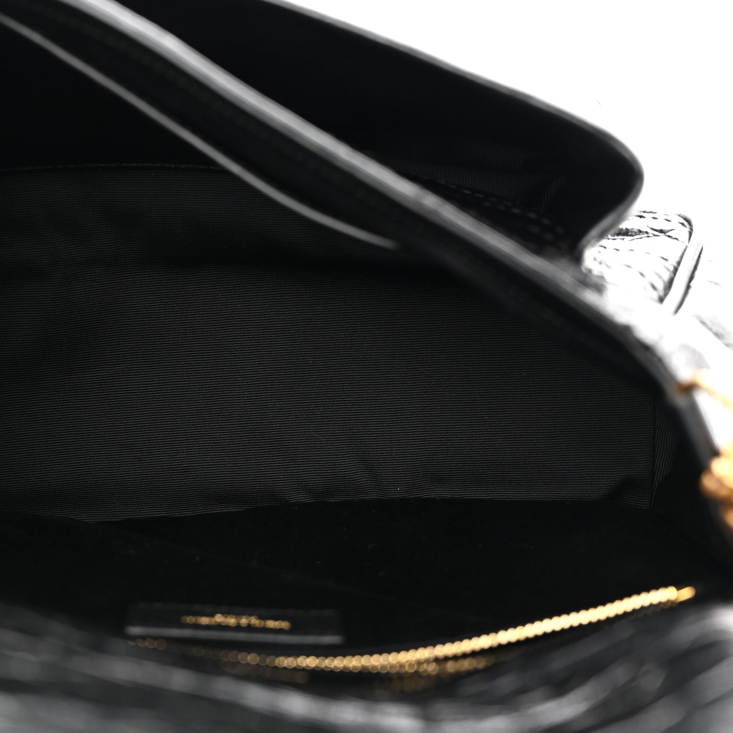 Crinkled Calfskin Matelasse Monogram Medium Niki Chain Satchel Black