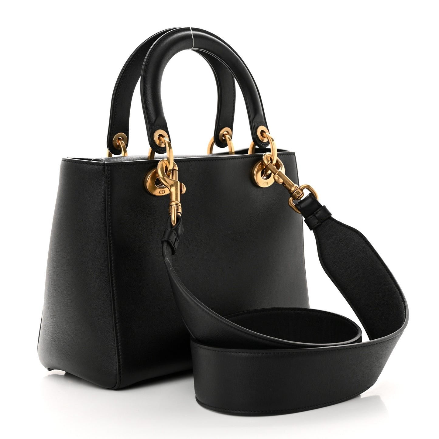 Calfskin Hand Painted Swords Medium Lady Dior Black