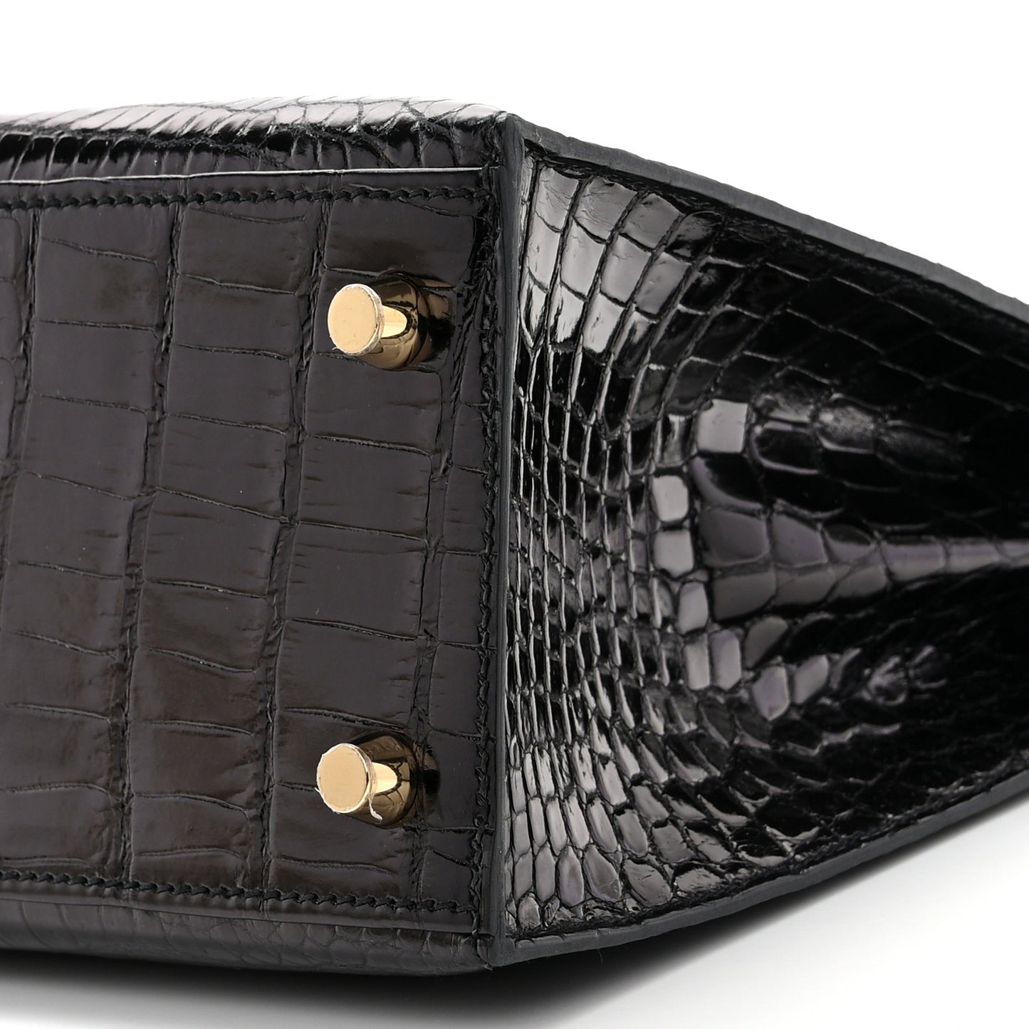 Shiny Porosus Crocodile Kelly Sellier 25 Black