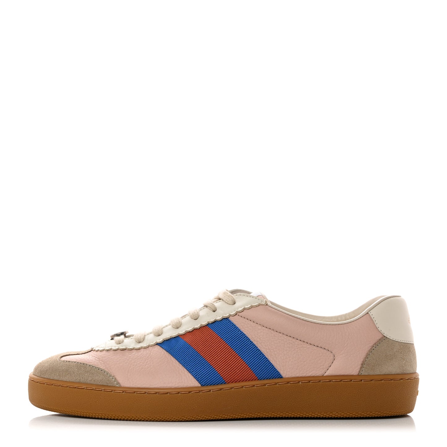 Calfskin Suede Web Mens G74 Sneakers 8.5 Oatmeal Soft Rose