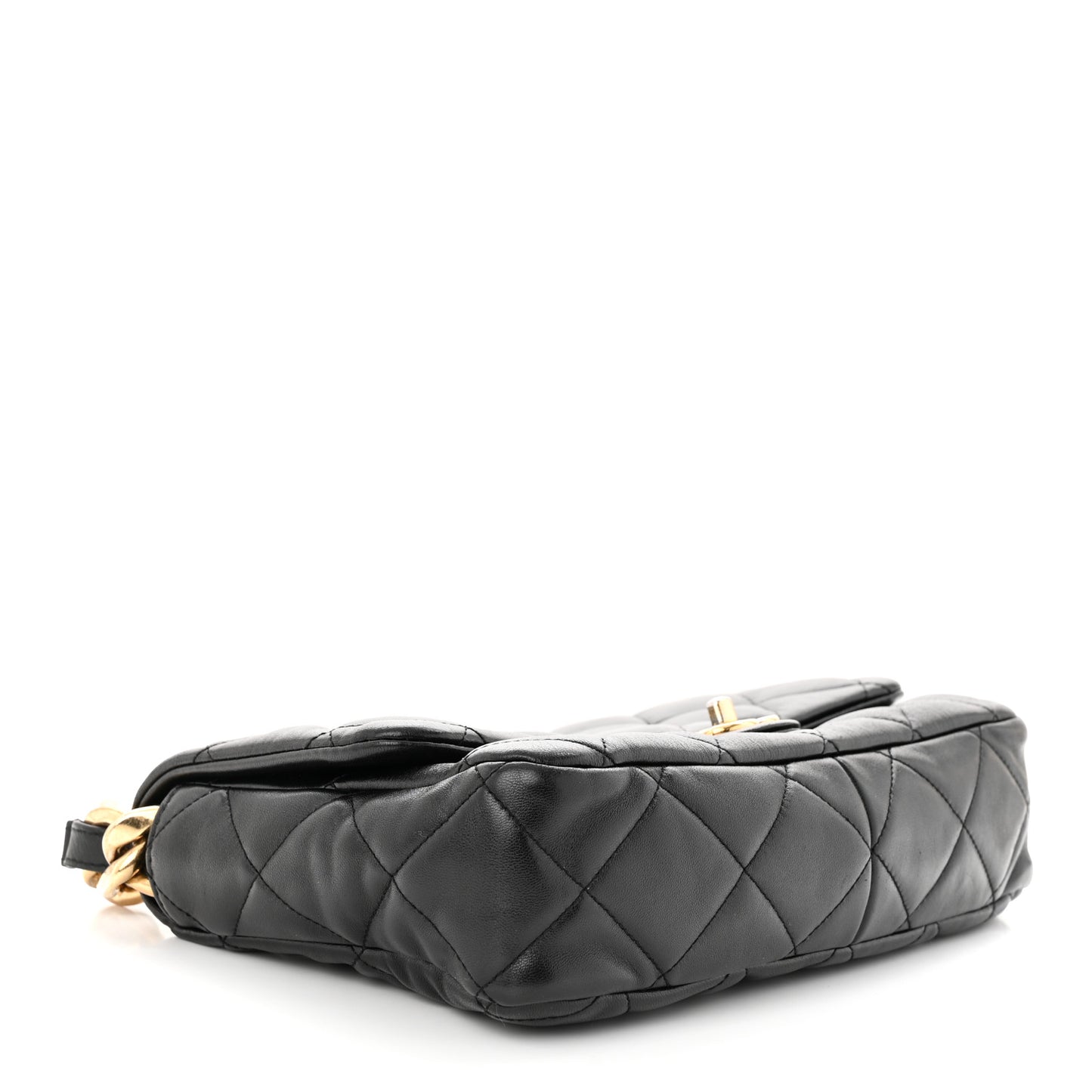 Lambskin Quilted Large CC Funky Town Flap Black