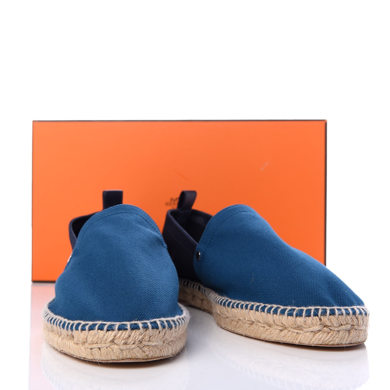 Hermes Toile Mens Eusebio Espadrilles 44 Marine 9 of 9