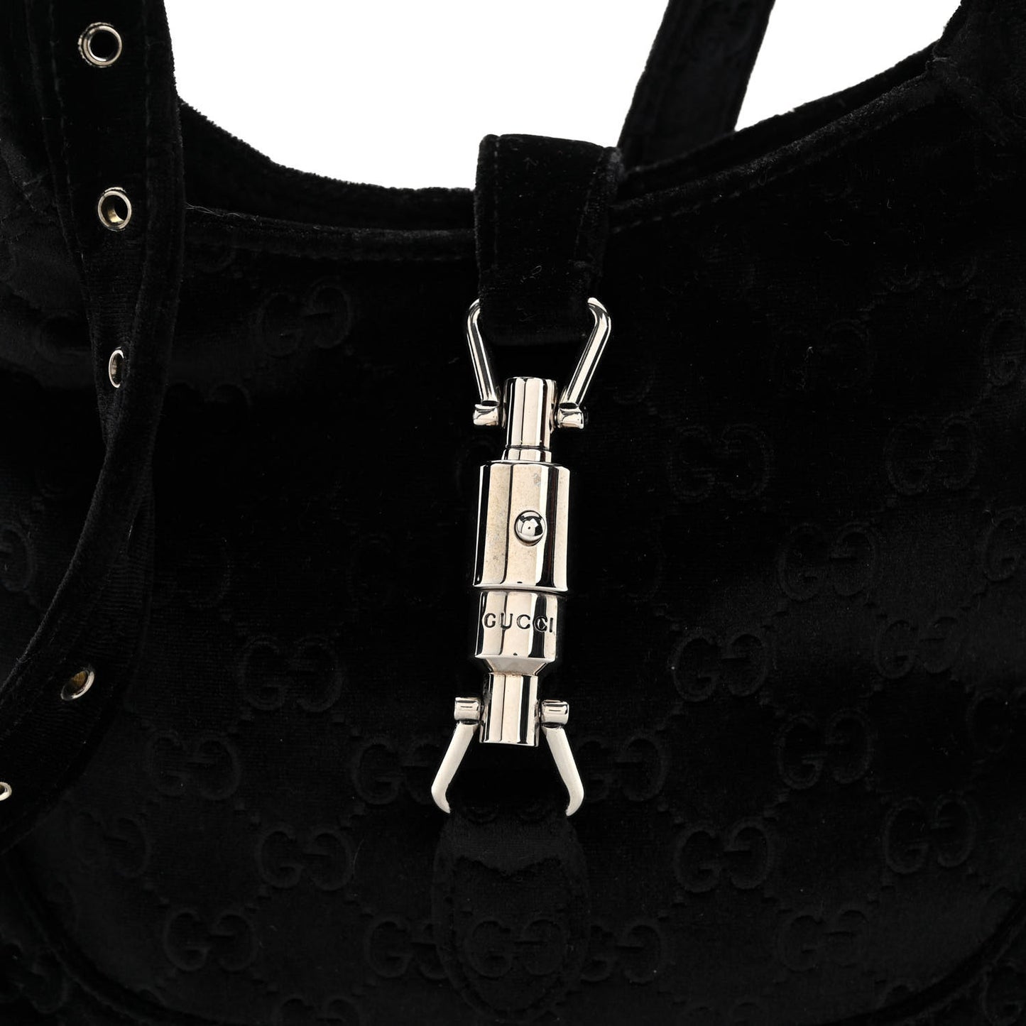 New Velvet Ashmir GG Monogram Small Jackie 1961 Hobo Black