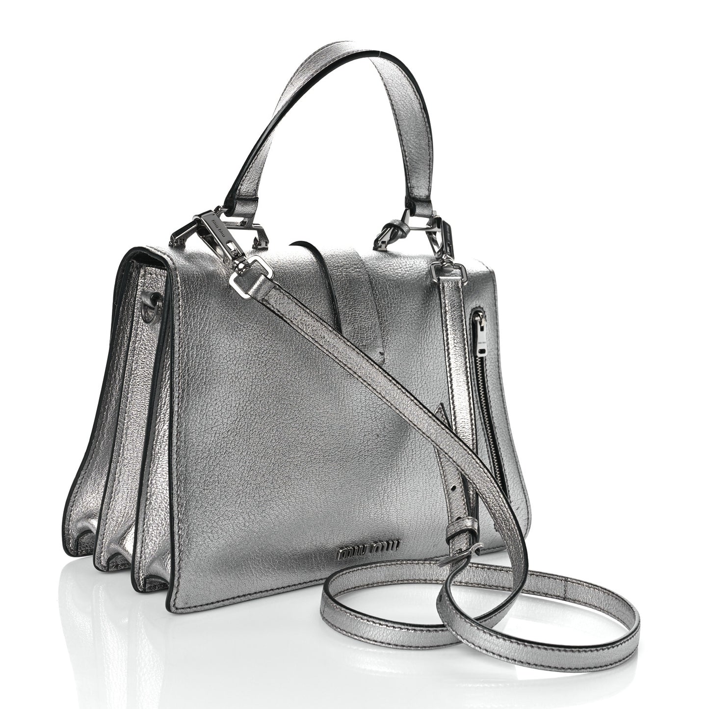 Goatskin Madras Top Handle Bag Silver