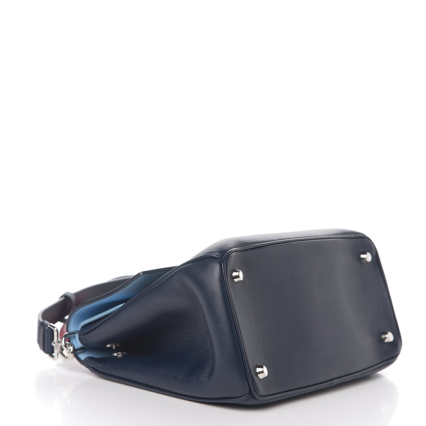 Smooth Calfskin Small Tri-Color Be Dior Flap Navy Blue