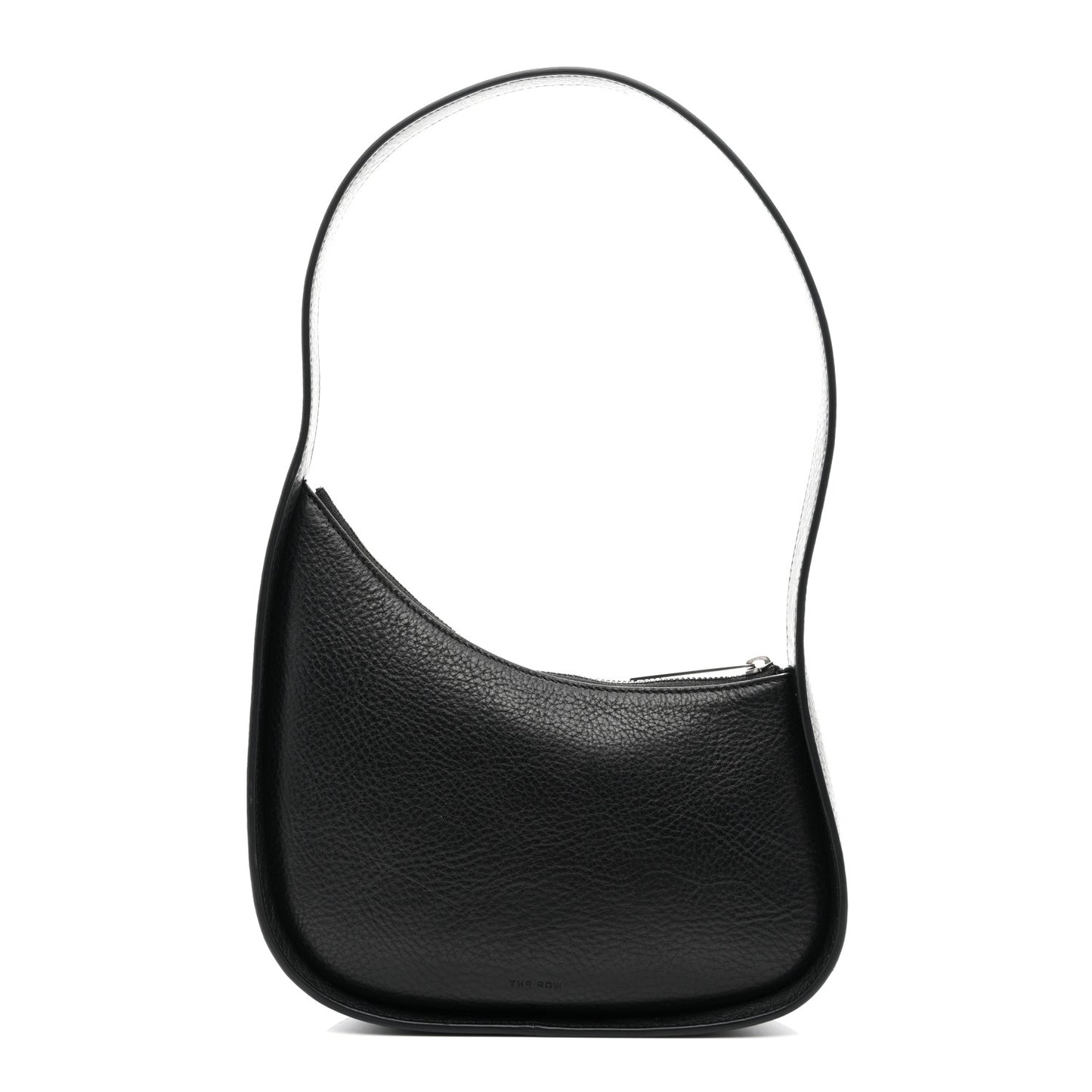 Grained Calfskin Half Moon Shoulder Bag Black
